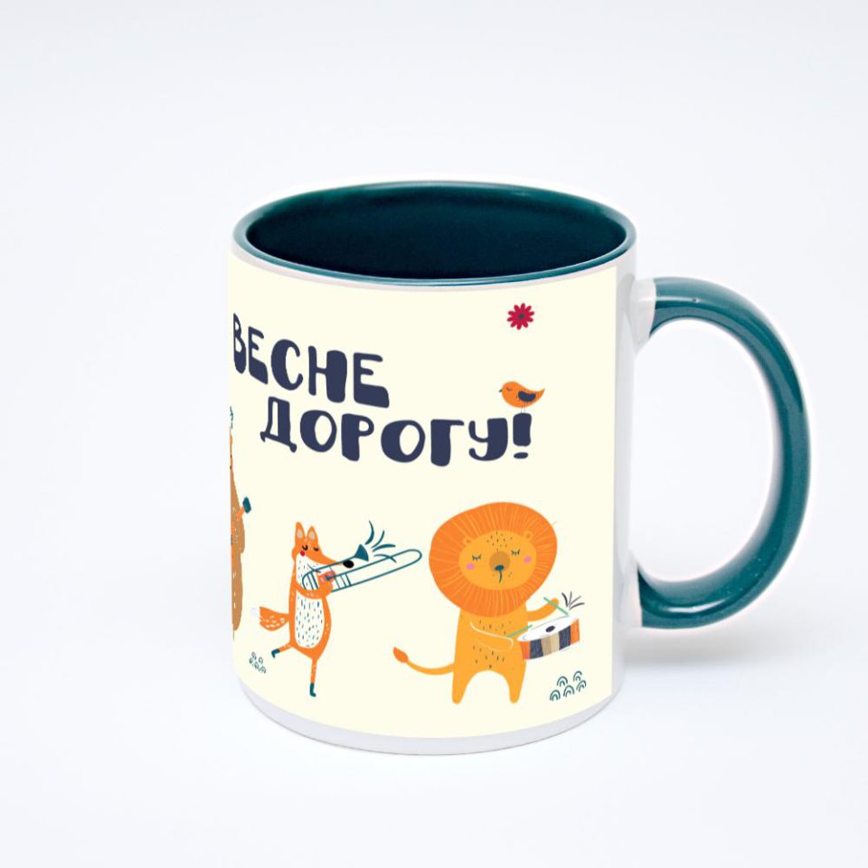 Зелёная кружка с фотопечатью