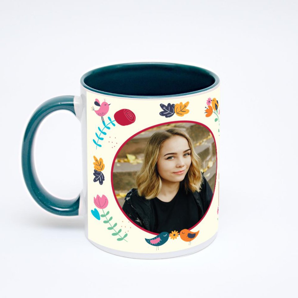 Зелёная кружка с фотопечатью