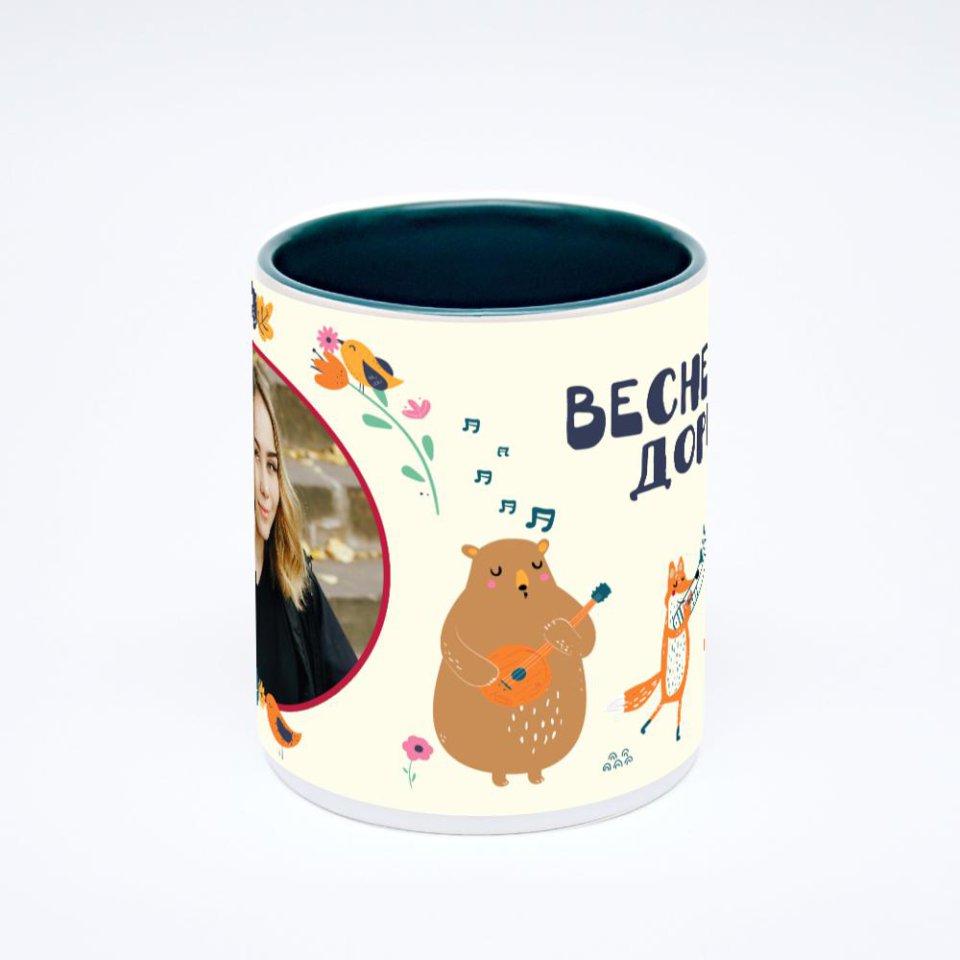 Зелёная кружка с фотопечатью
