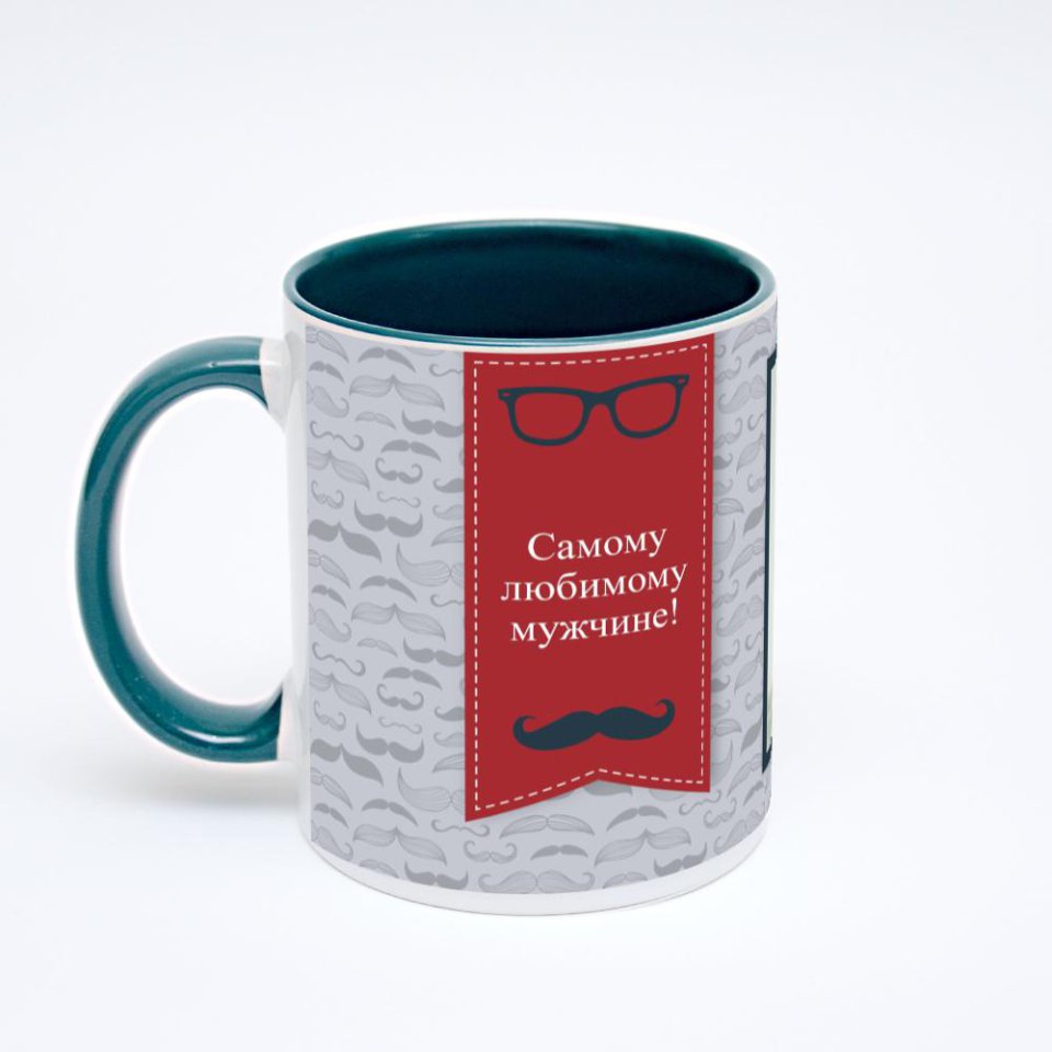 Зелёная кружка с фотопечатью