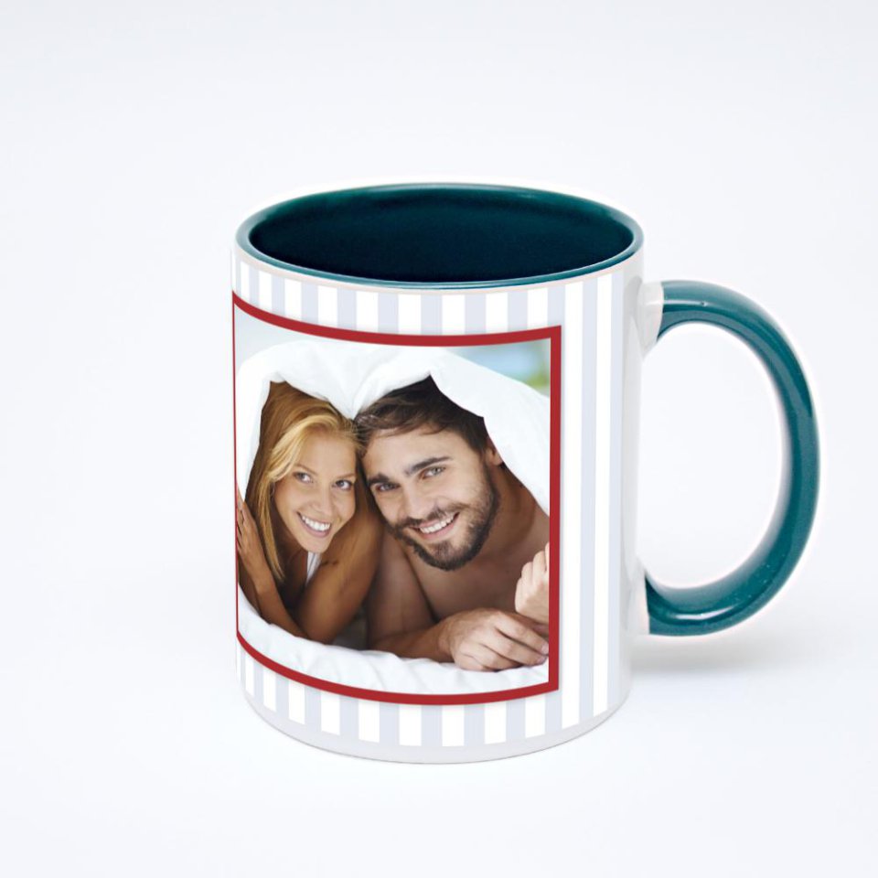 Зелёная кружка с фотопечатью