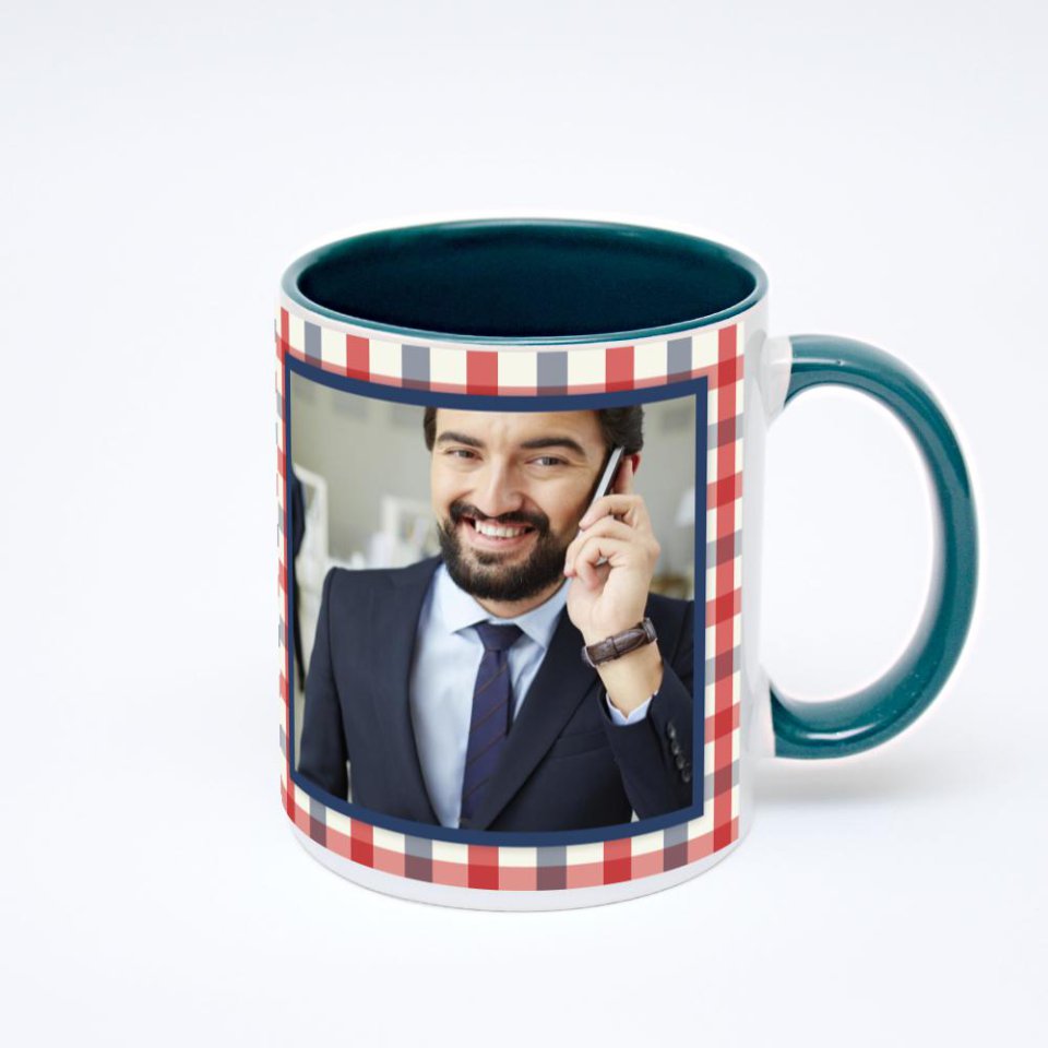 Зелёная кружка с фотопечатью