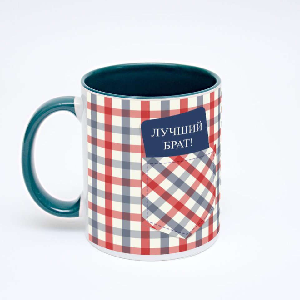 Зелёная кружка с фотопечатью