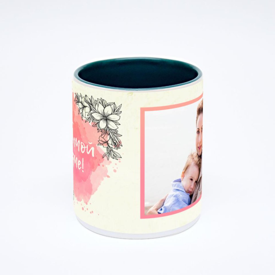 Зелёная кружка с фотопечатью
