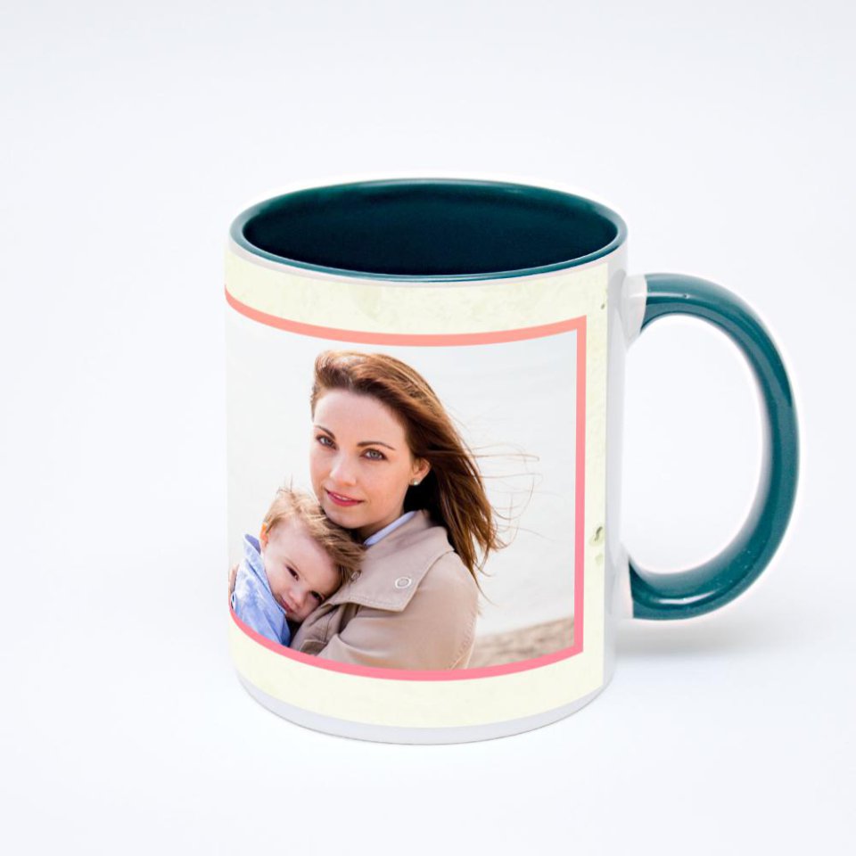 Зелёная кружка с фотопечатью