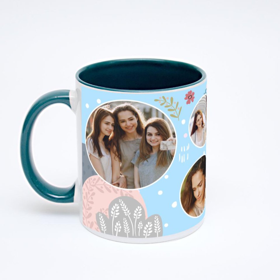 Зелёная кружка с фотопечатью