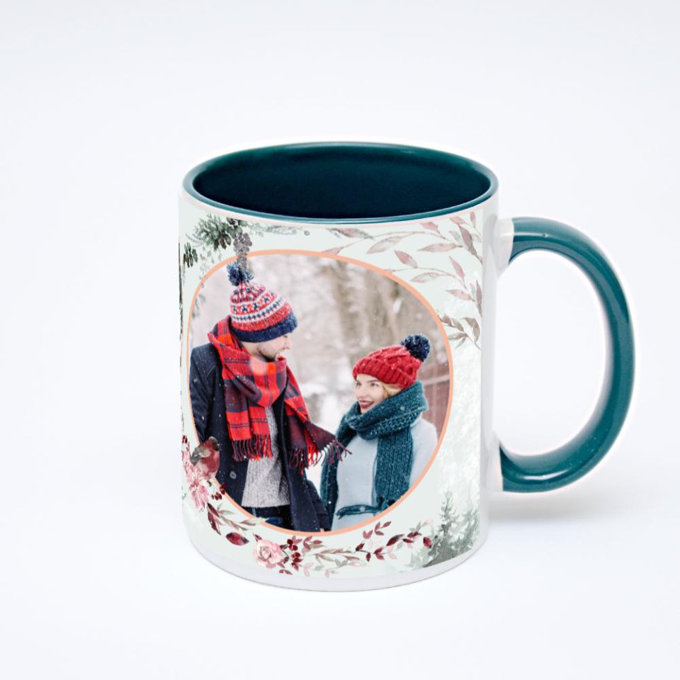Зелёная кружка с фотопечатью