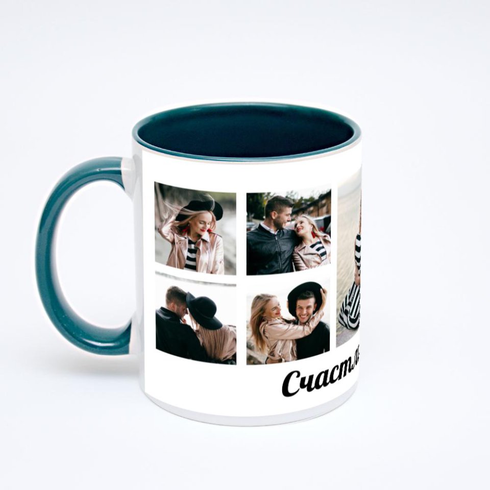 Зелёная кружка с фотопечатью