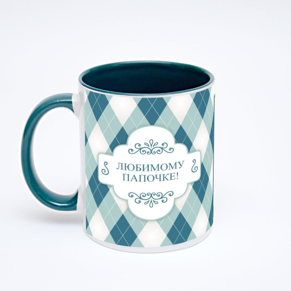 Зелёная кружка с фотопечатью