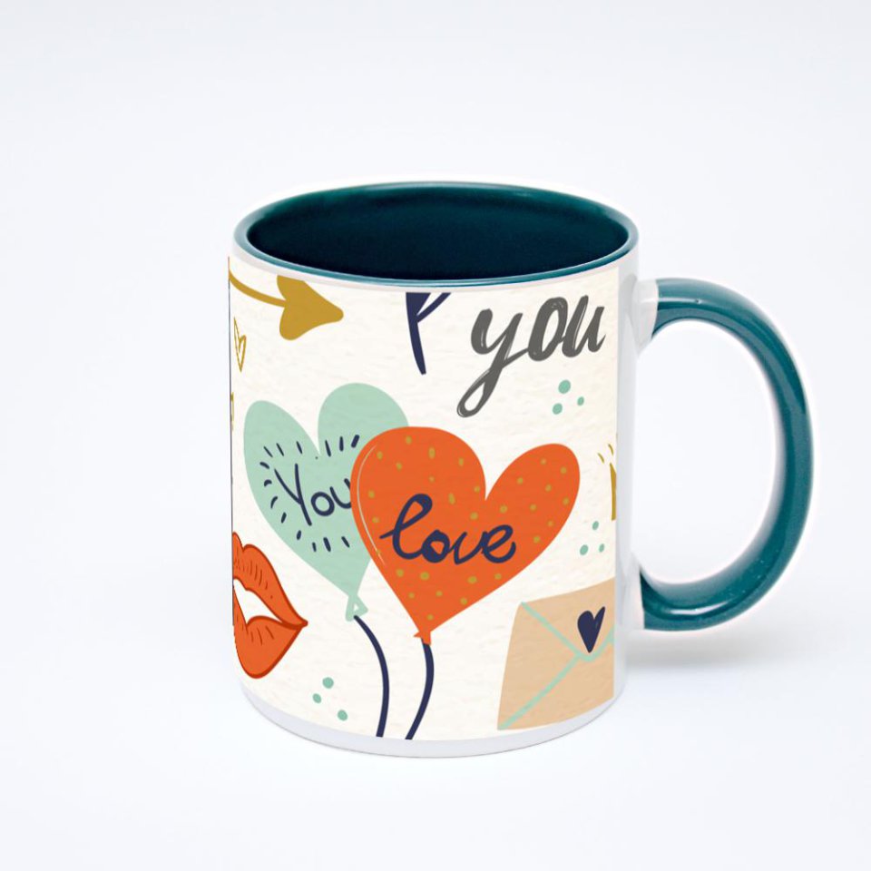 Зелёная кружка с фотопечатью