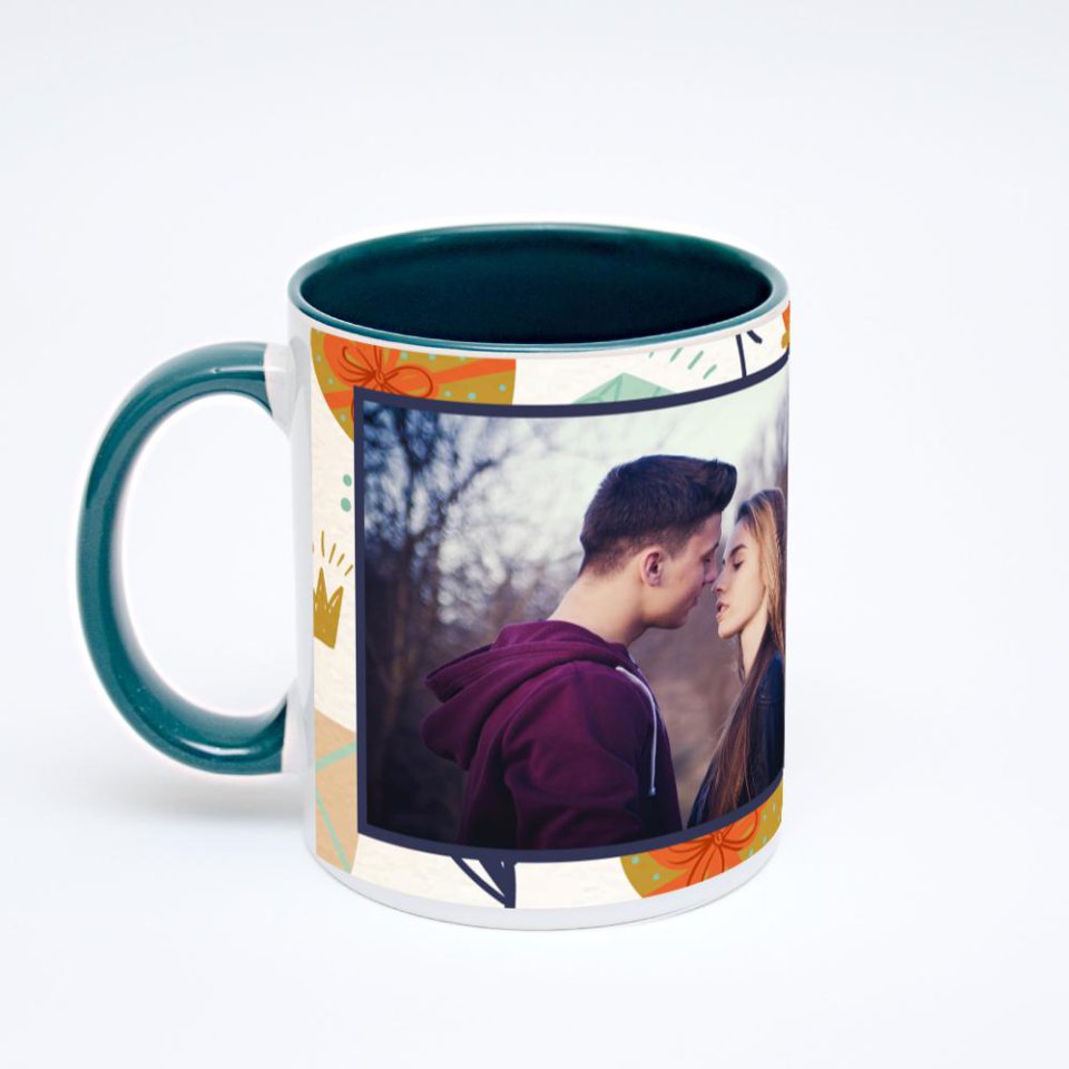 Зелёная кружка с фотопечатью