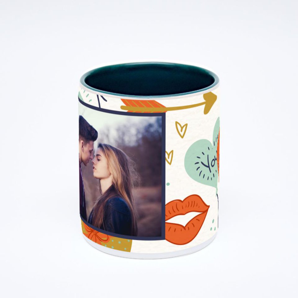 Зелёная кружка с фотопечатью
