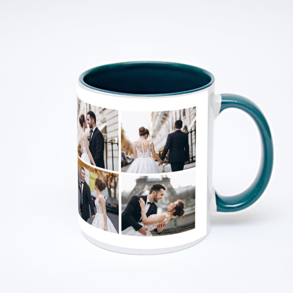 Зелёная кружка с фотопечатью