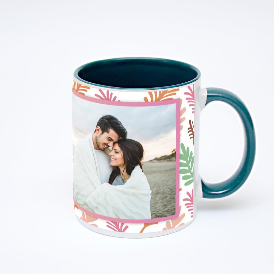 Зелёная кружка с фотопечатью