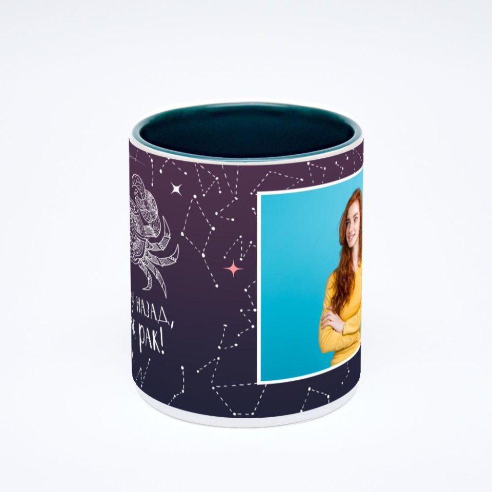 Зелёная кружка с фотопечатью