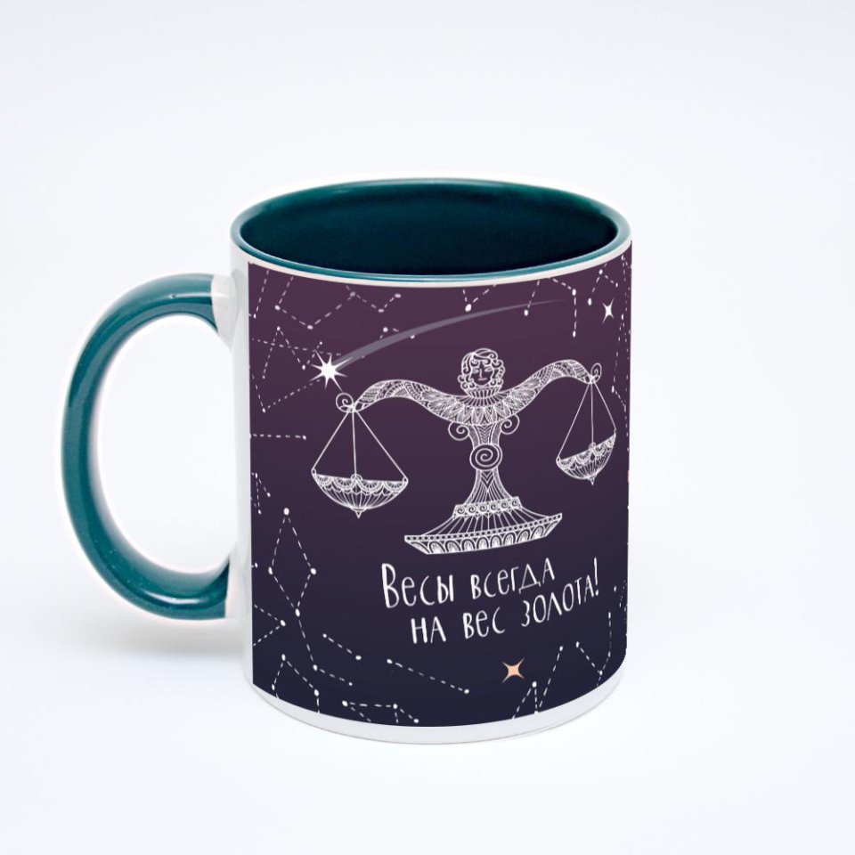 Зелёная кружка с фотопечатью