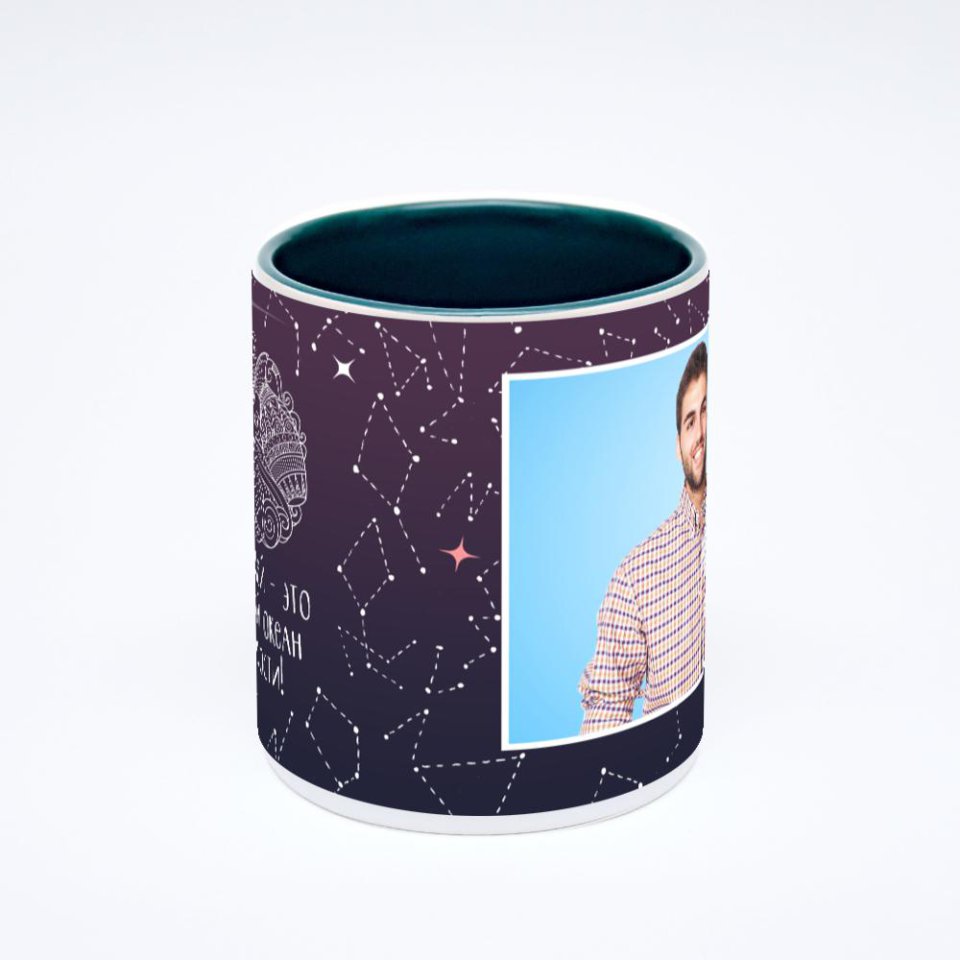 Зелёная кружка с фотопечатью