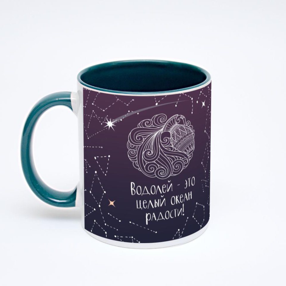 Зелёная кружка с фотопечатью