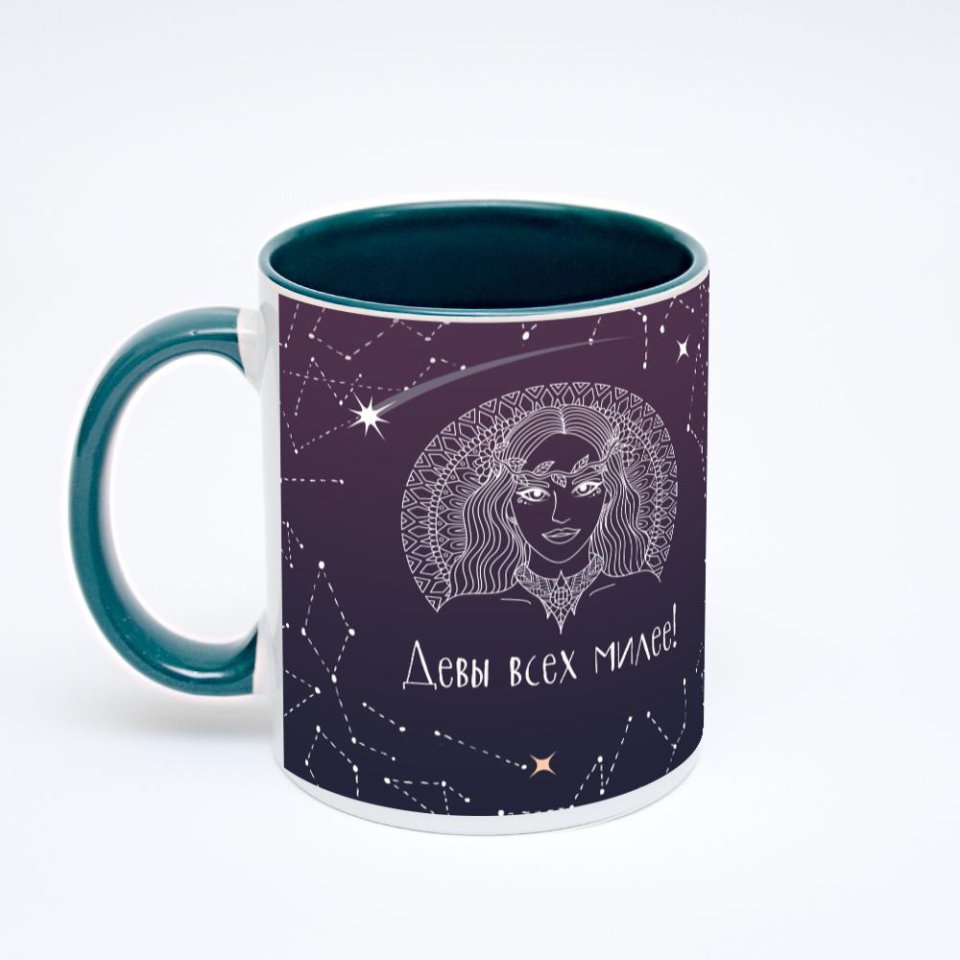 Зелёная кружка с фотопечатью