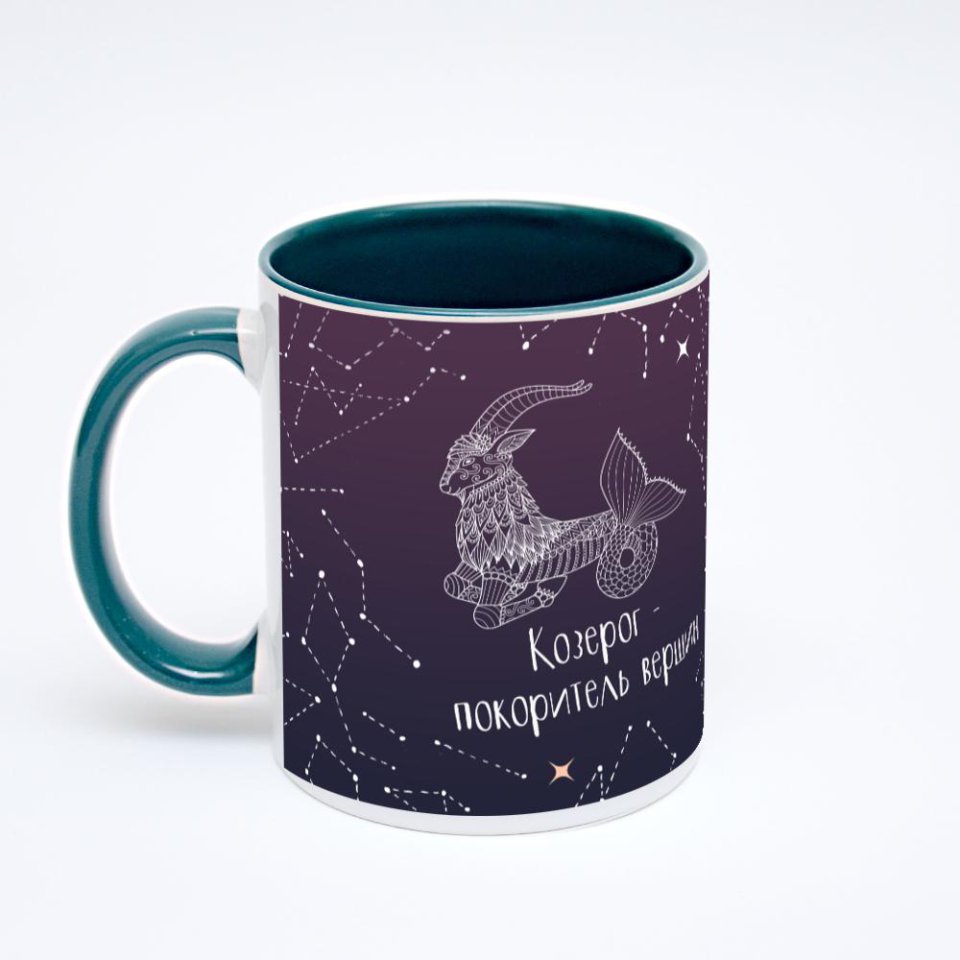 Зелёная кружка с фотопечатью