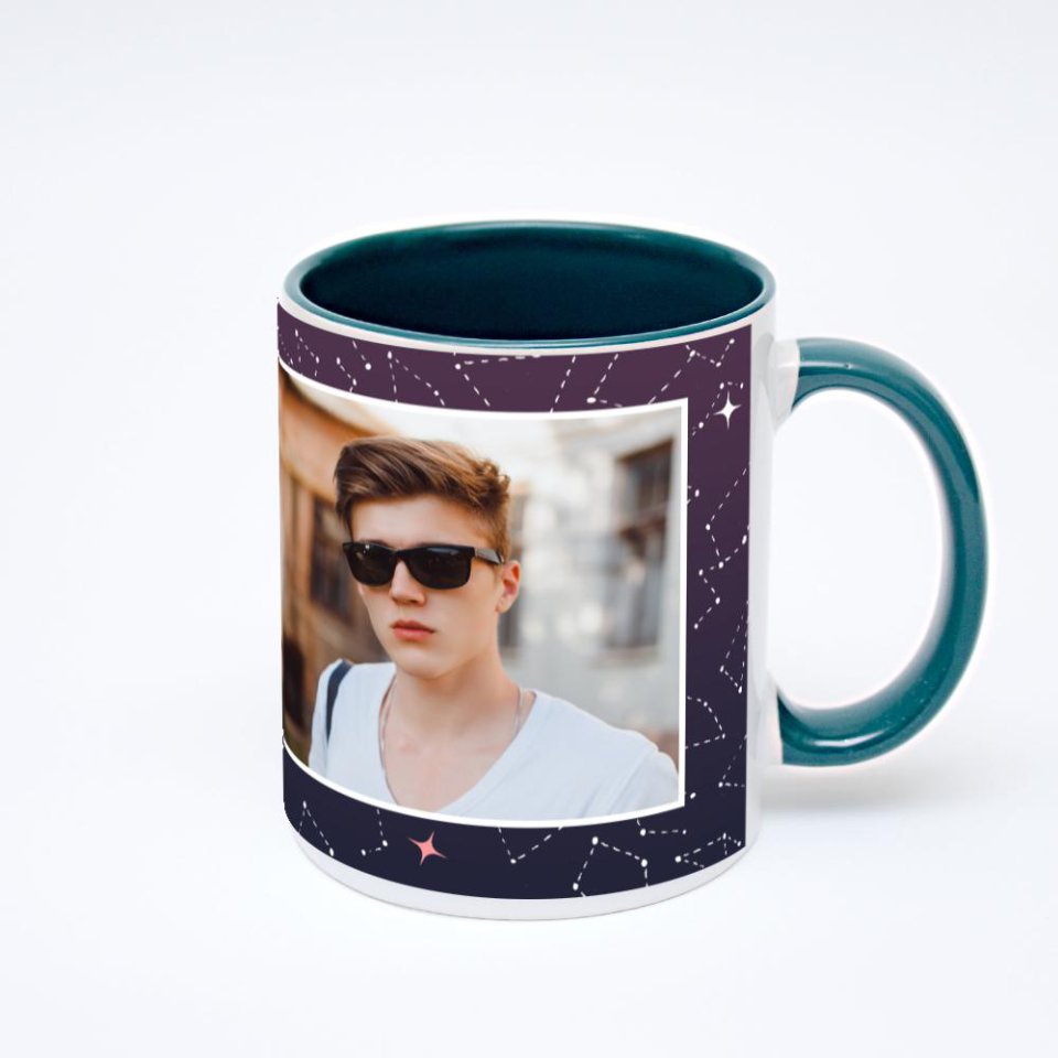 Зелёная кружка с фотопечатью