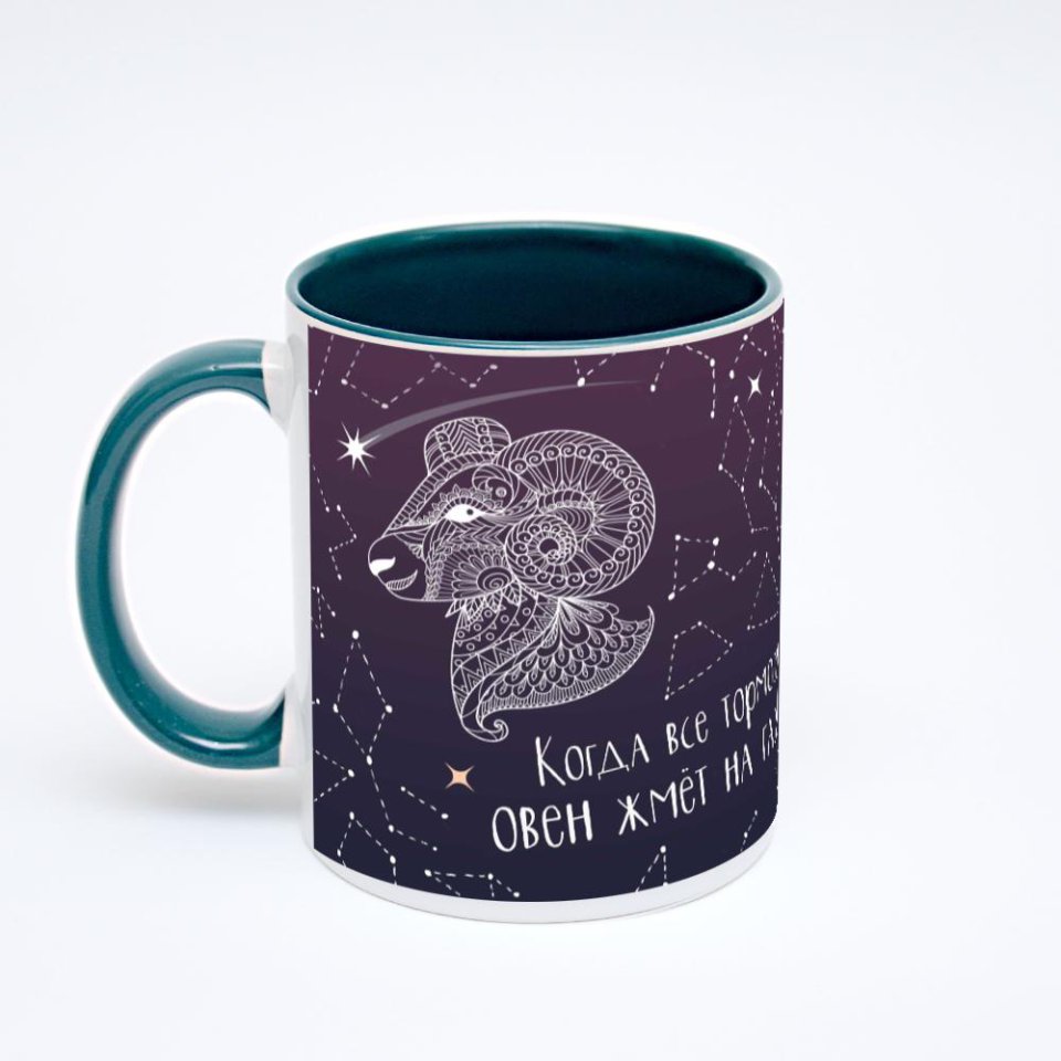 Зелёная кружка с фотопечатью