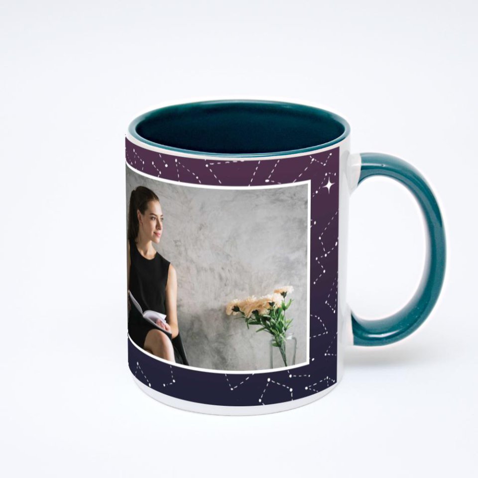 Зелёная кружка с фотопечатью