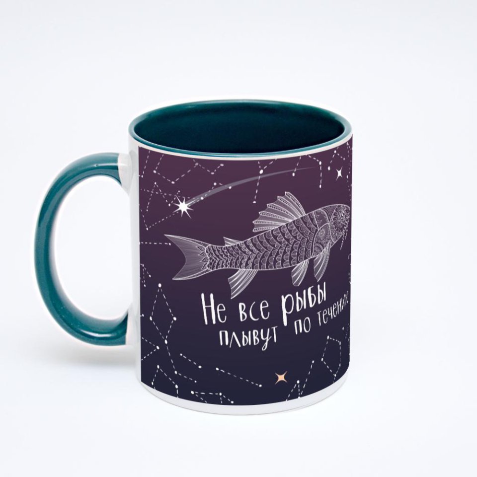 Зелёная кружка с фотопечатью