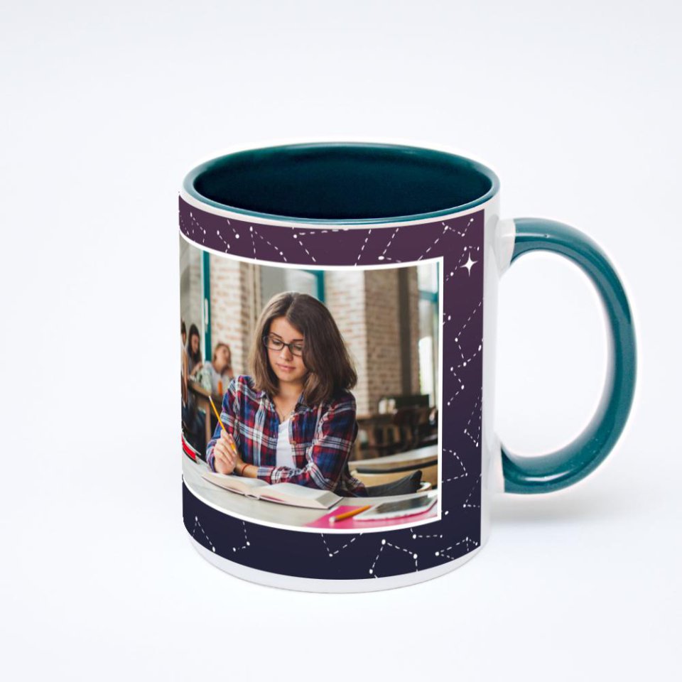 Зелёная кружка с фотопечатью