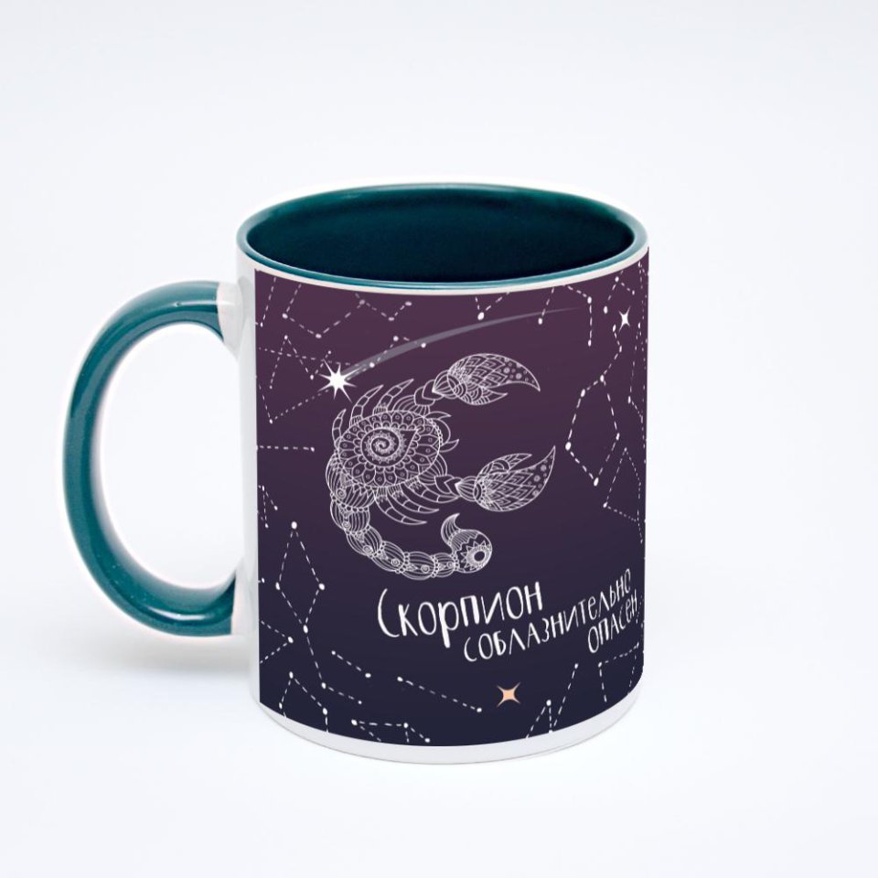 Зелёная кружка с фотопечатью