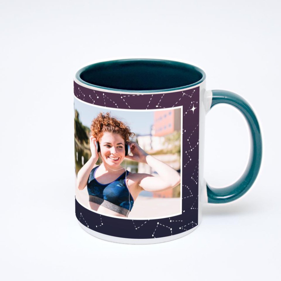 Зелёная кружка с фотопечатью