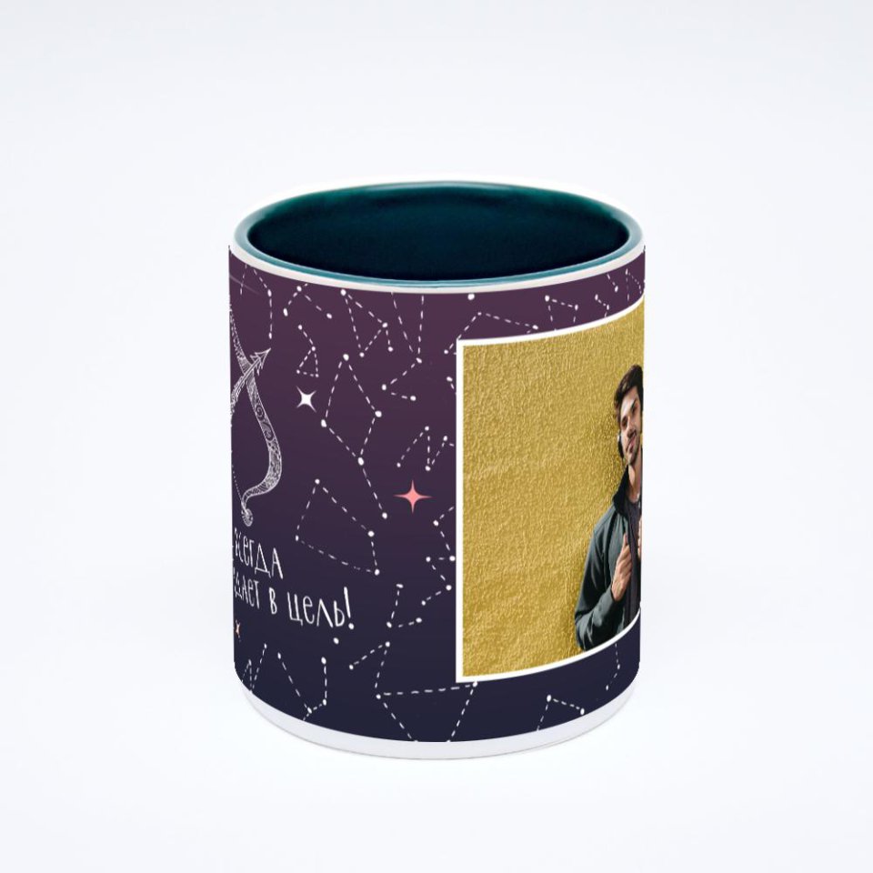 Зелёная кружка с фотопечатью