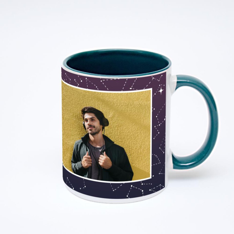 Зелёная кружка с фотопечатью