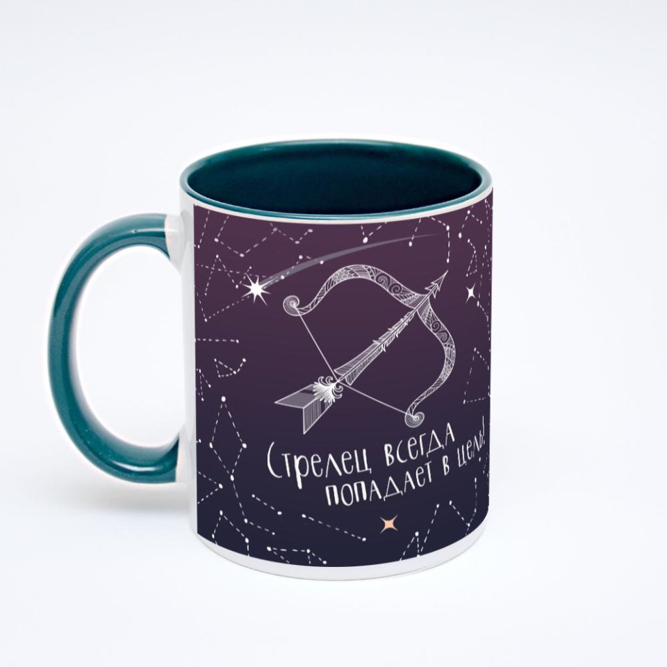 Зелёная кружка с фотопечатью