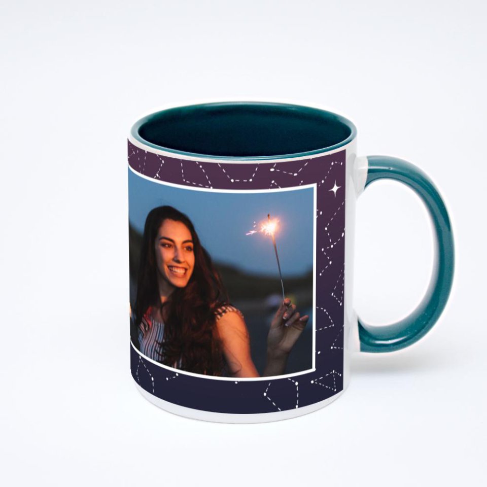 Зелёная кружка с фотопечатью