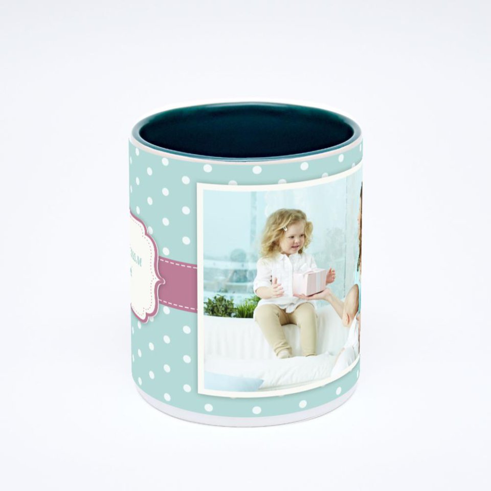 Зелёная кружка с фотопечатью