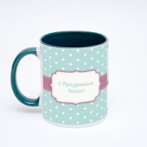 Зелёная кружка с фотопечатью