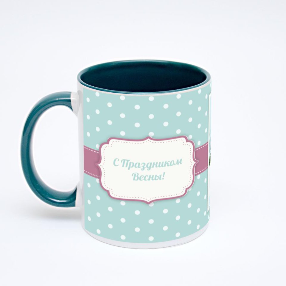 Зелёная кружка с фотопечатью