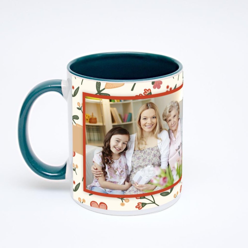 Зелёная кружка с фотопечатью