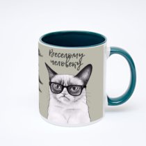 Зелёная кружка с фотопечатью