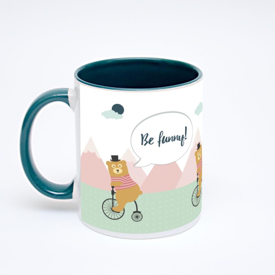 Зелёная кружка с фотопечатью