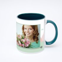 Зелёная кружка с фотопечатью