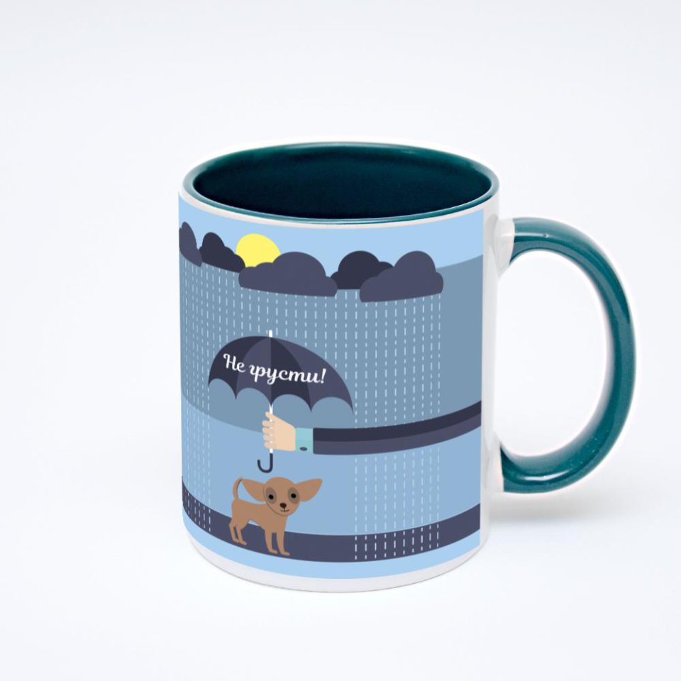 Зелёная кружка с фотопечатью