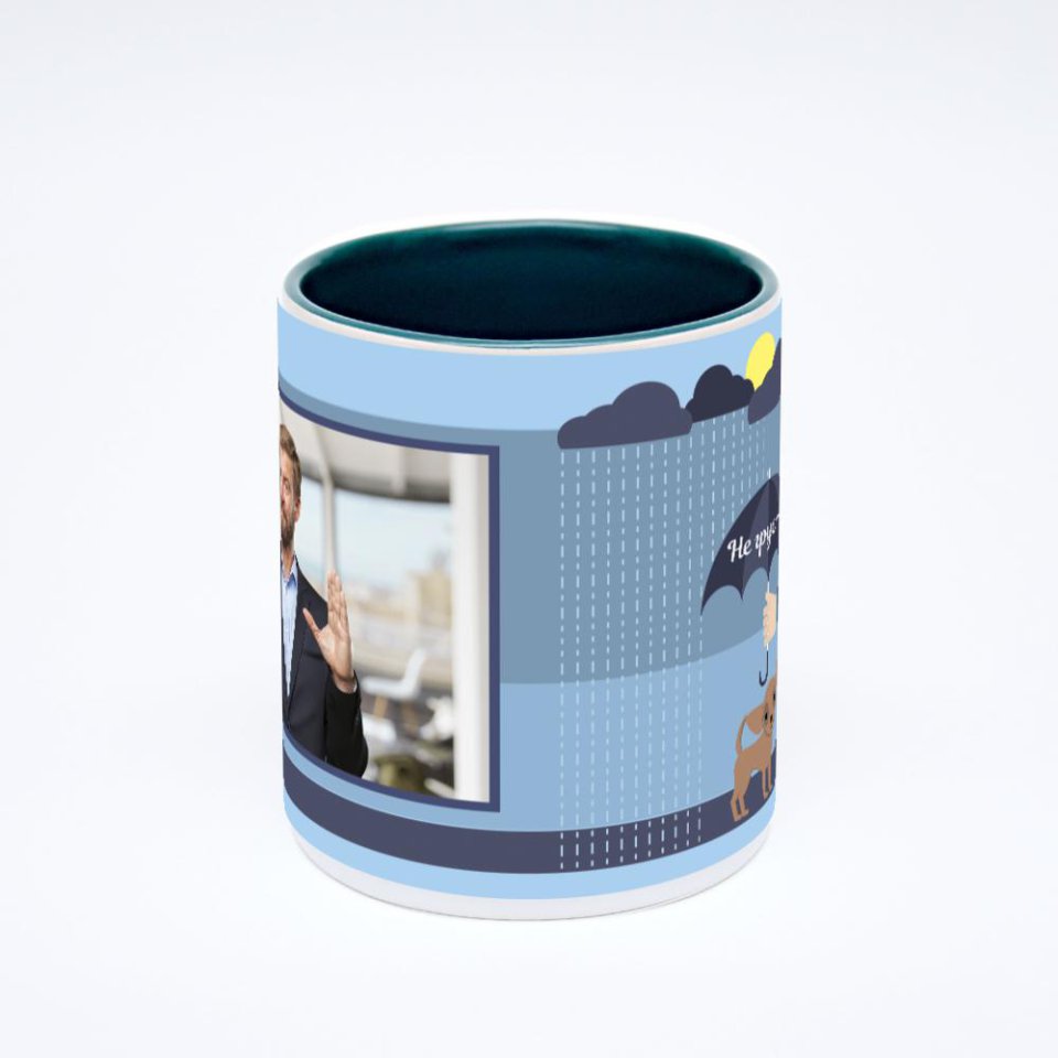 Зелёная кружка с фотопечатью