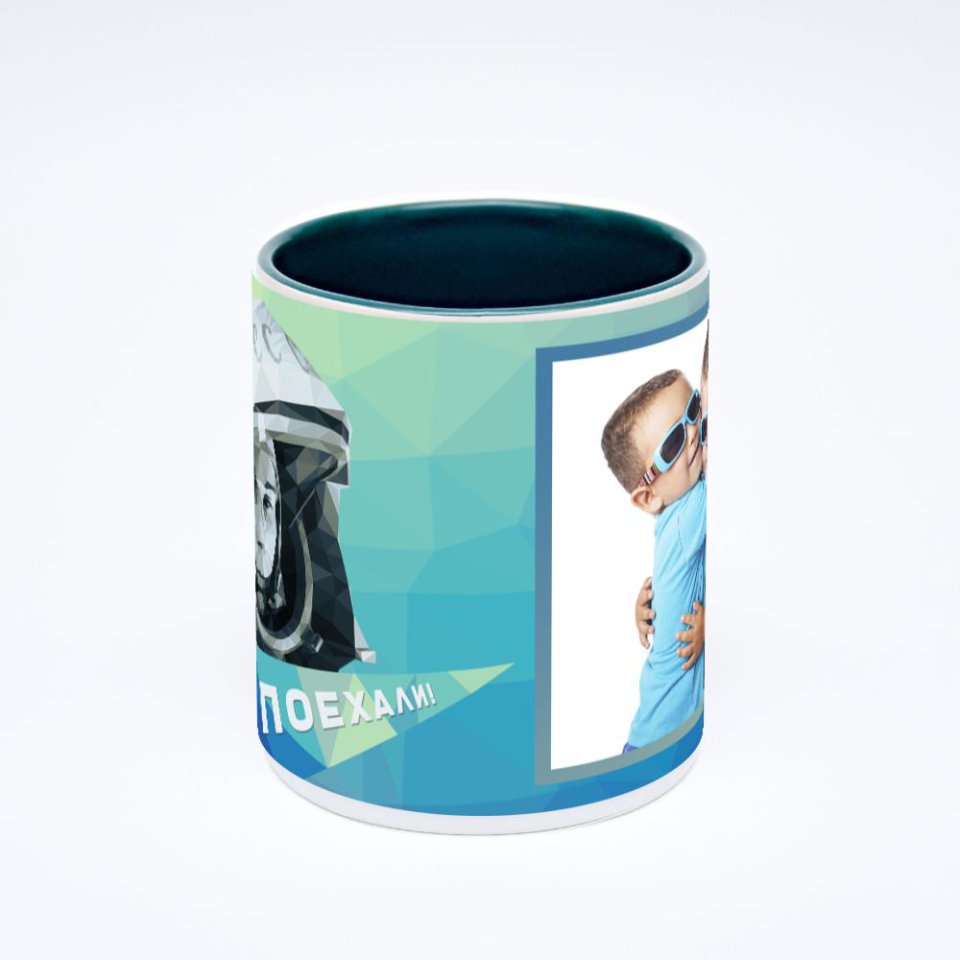 Зелёная кружка с фотопечатью