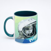 Зелёная кружка с фотопечатью