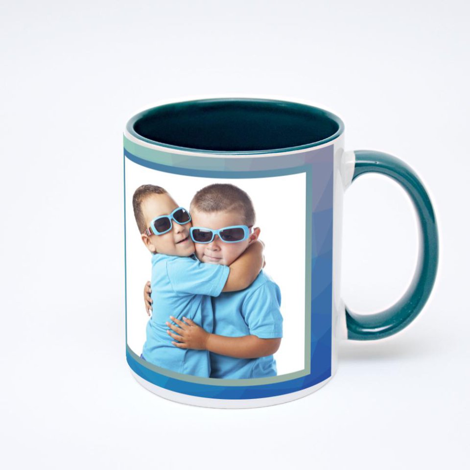 Зелёная кружка с фотопечатью