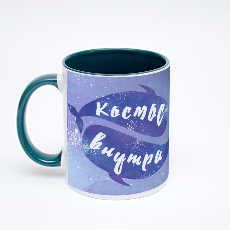 Зелёная кружка с фотопечатью