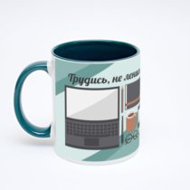 Зелёная кружка с фотопечатью