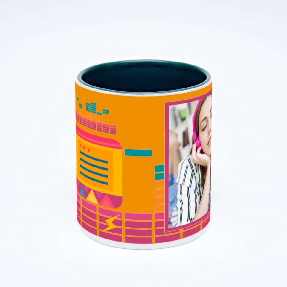 Зелёная кружка с фотопечатью